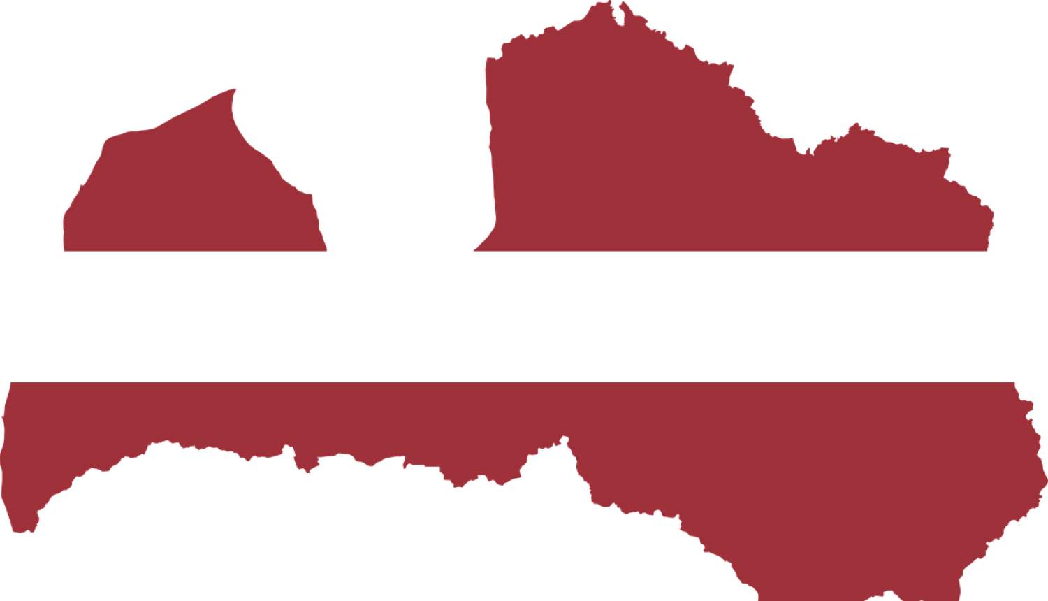 Latvijas karte karoga krāsās